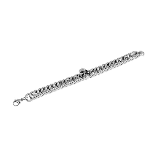 Unisex Armband – Panzerarmband Totenkopf aus Edelstahl 22 cm