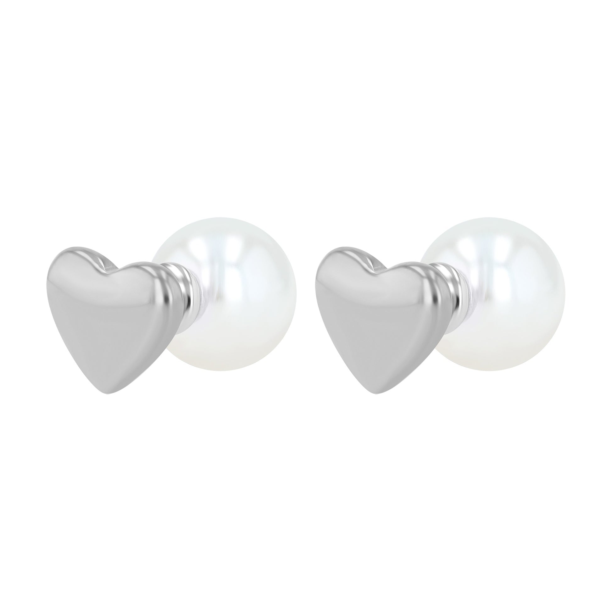 Damen Ohrringe – Ohrstecker Herz aus Edelstahl mit Perle