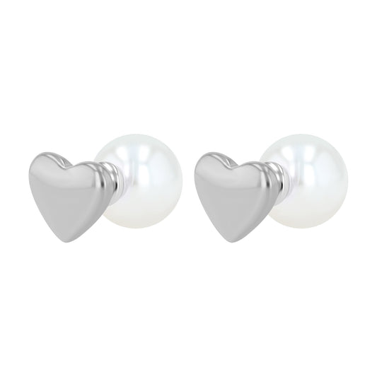 Damen Ohrringe – Ohrstecker Herz aus Edelstahl mit Perle