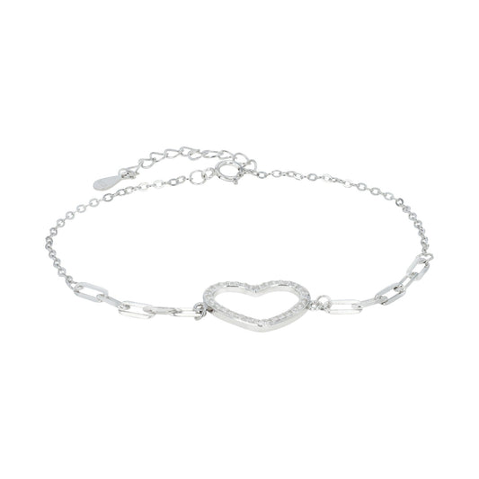 Damen Armband – Herz aus 925 Silber mit Zirkonia 17+3 cm