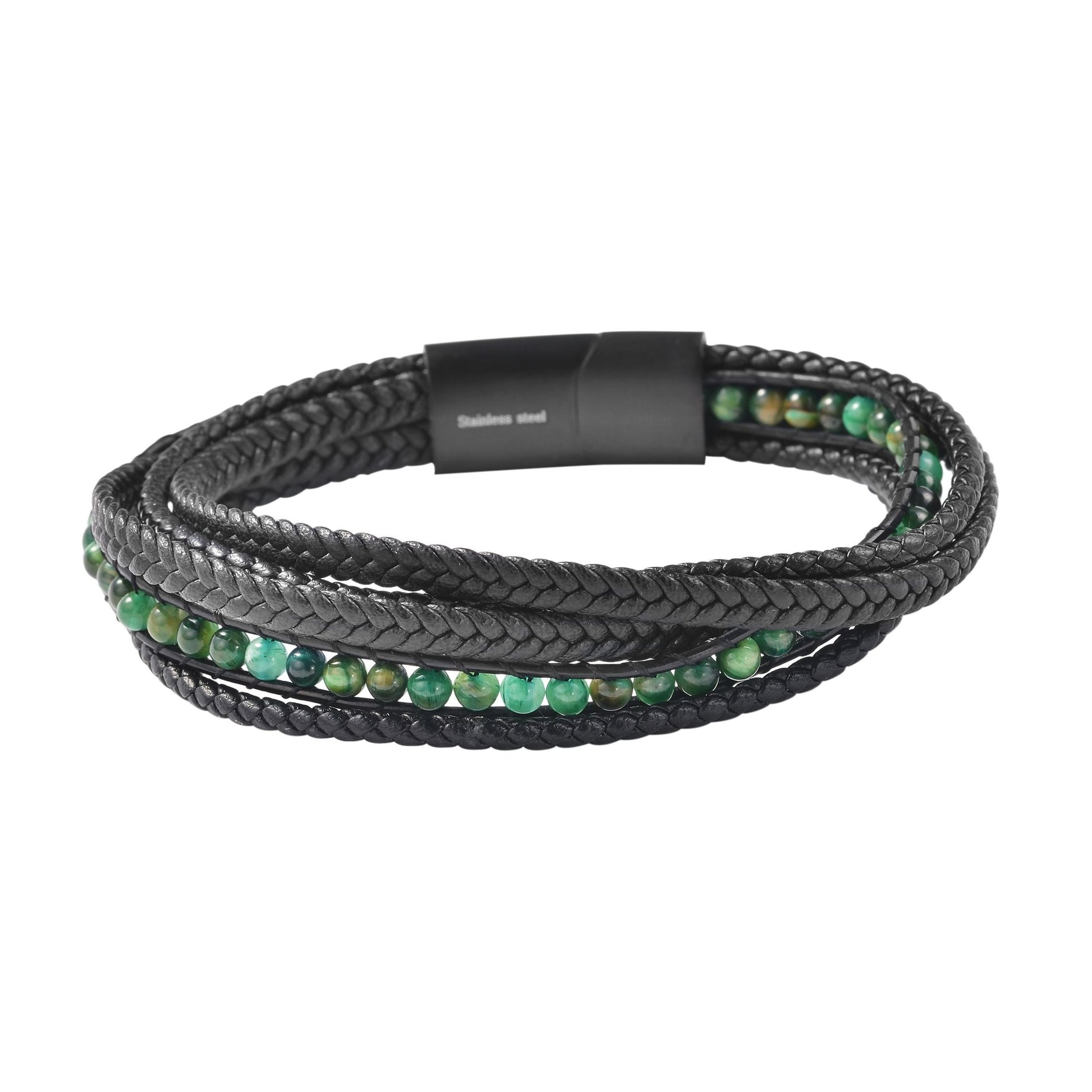 Unisex Armband – Lederarmband aus Leder mit Tigerauge 23 cm
