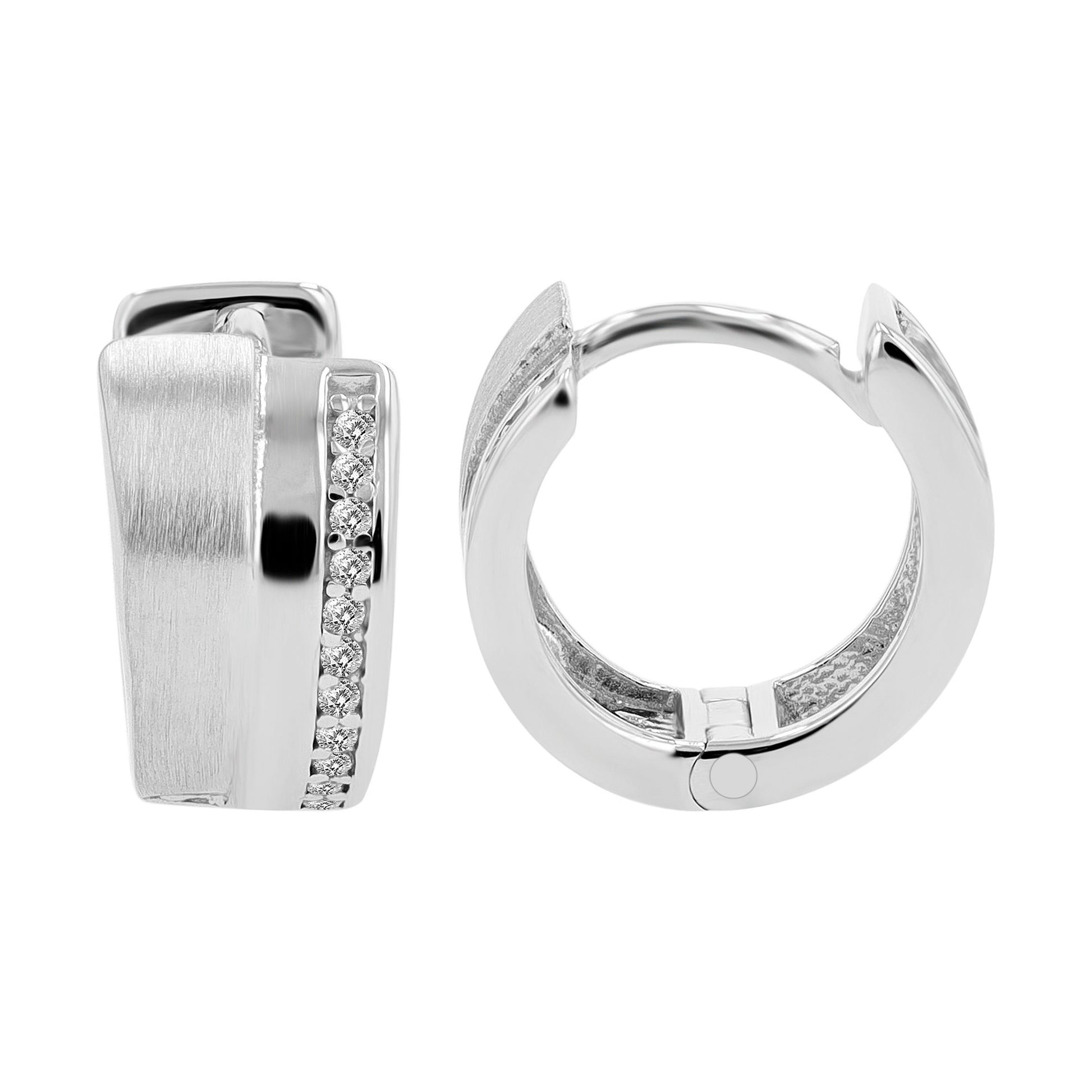 Damen Ohrringe – Klappcreole aus 925 Silber mit Zirkonia