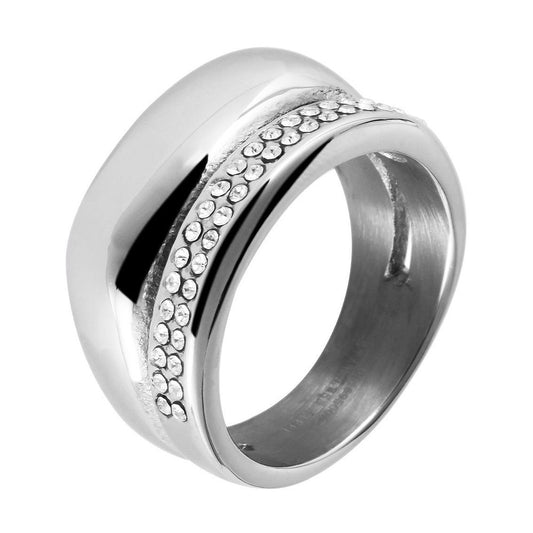 Damen Ring aus Edelstahl mit Strass Steinchen