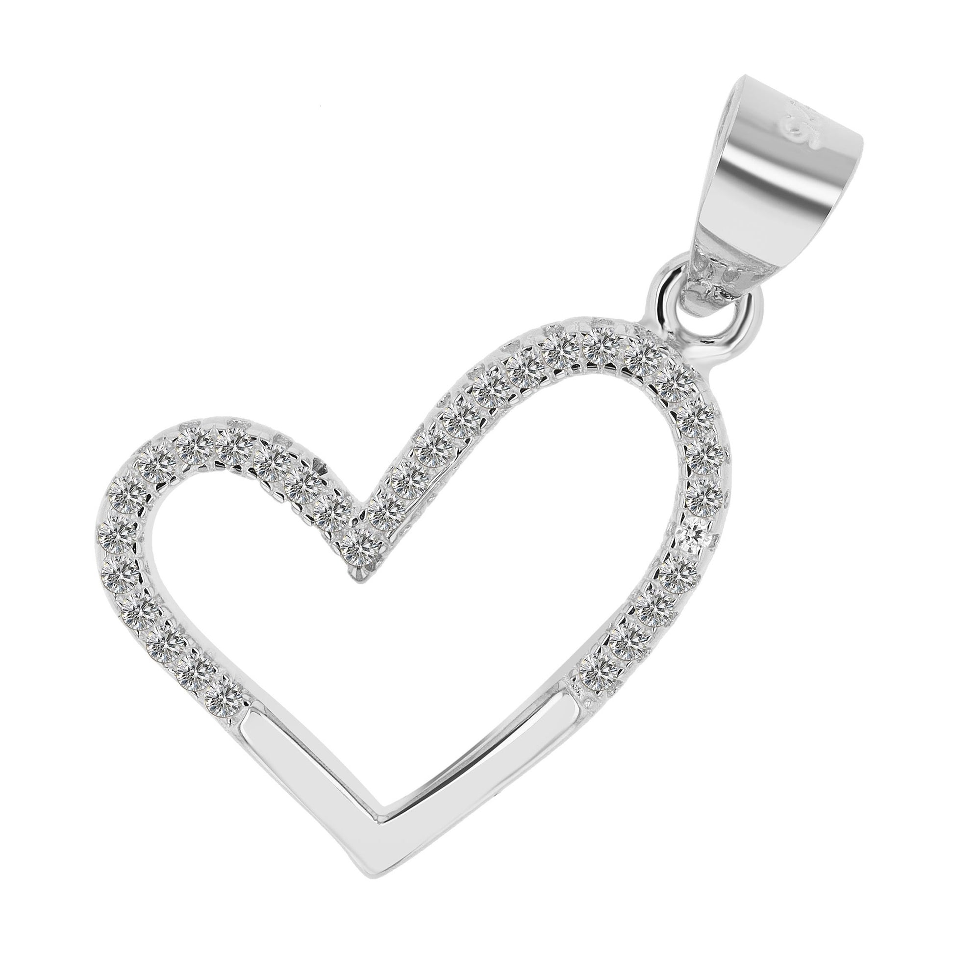 Damen Anhänger – Herz Herzanhänger aus 925 Silber mit Zirkonia