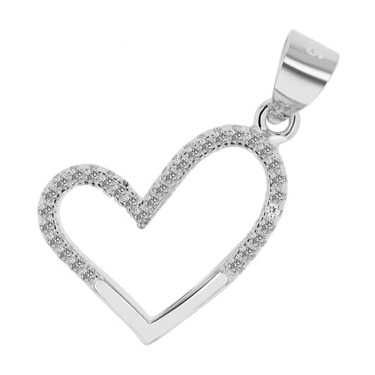 Damen Anhänger – Herz Herzanhänger aus 925 Silber mit Zirkonia