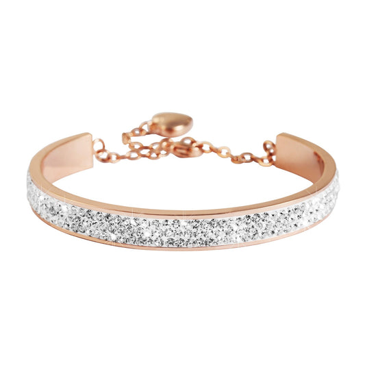Damen Armband – Armreif aus Edelstahl mit Zirkonia Ø 6,5 cm cm
