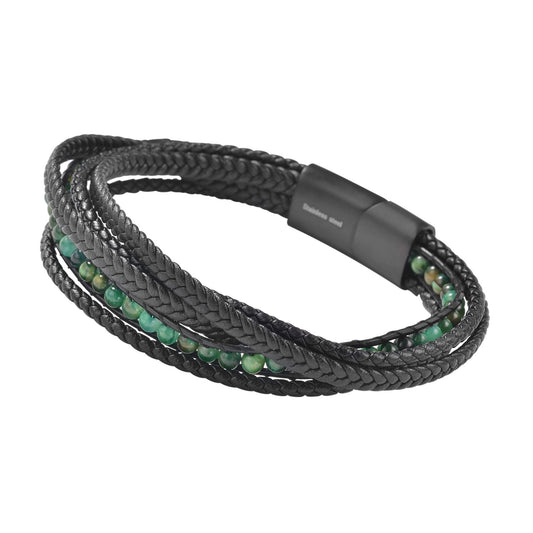 Unisex Armband – Lederarmband aus Leder mit Tigerauge 19 cm