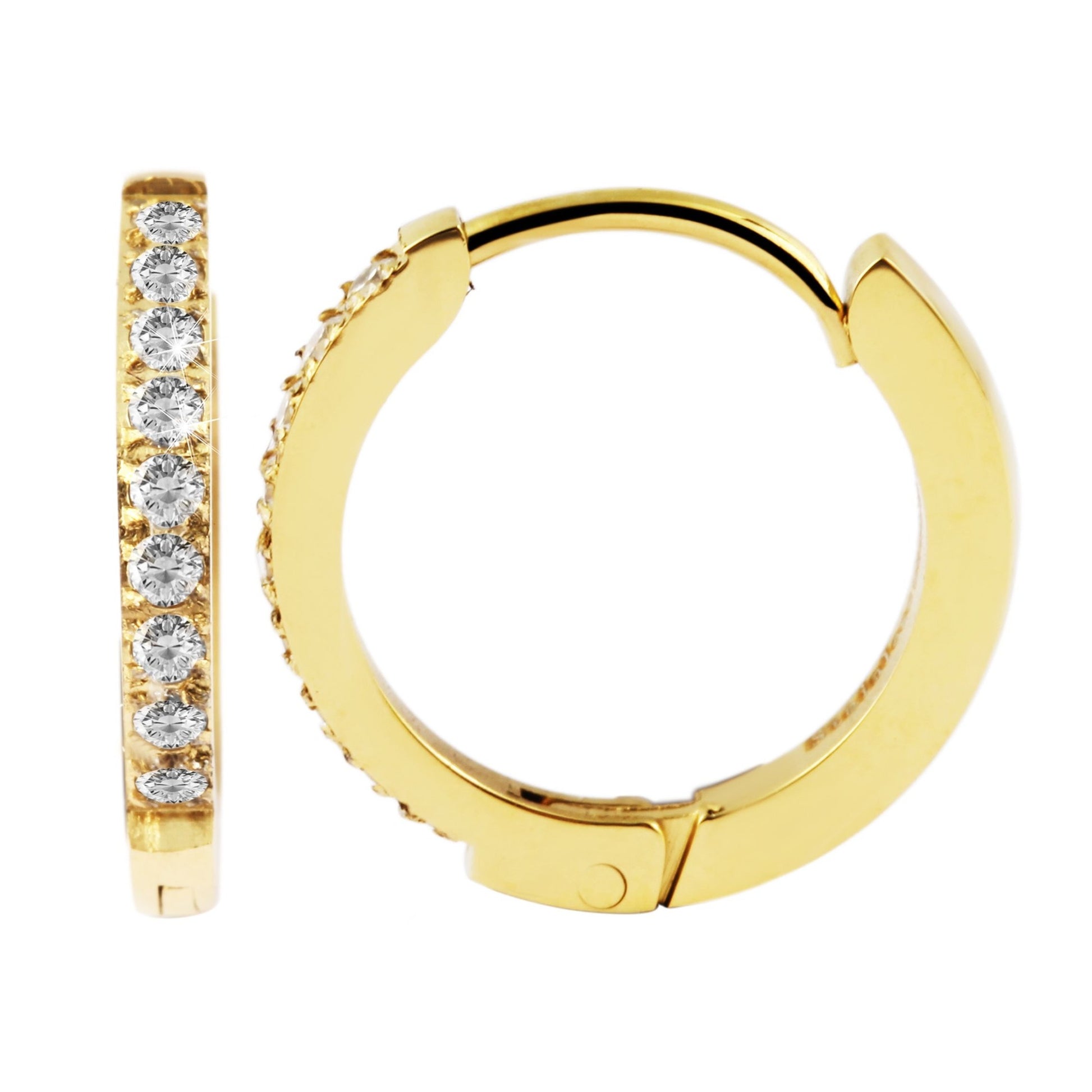 Damen Ohrringe – Klappcreole aus Edelstahl mit Strass Steinchen