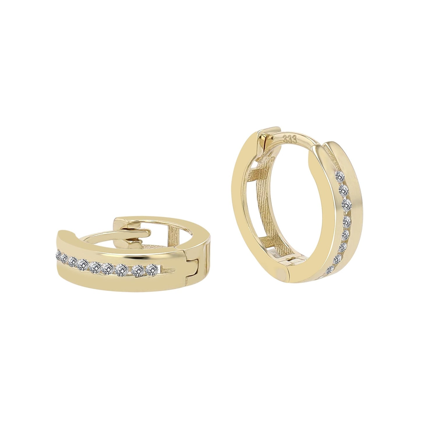 Damen Ohrringe – Klappcreole aus 333 Gold mit Zirkonia