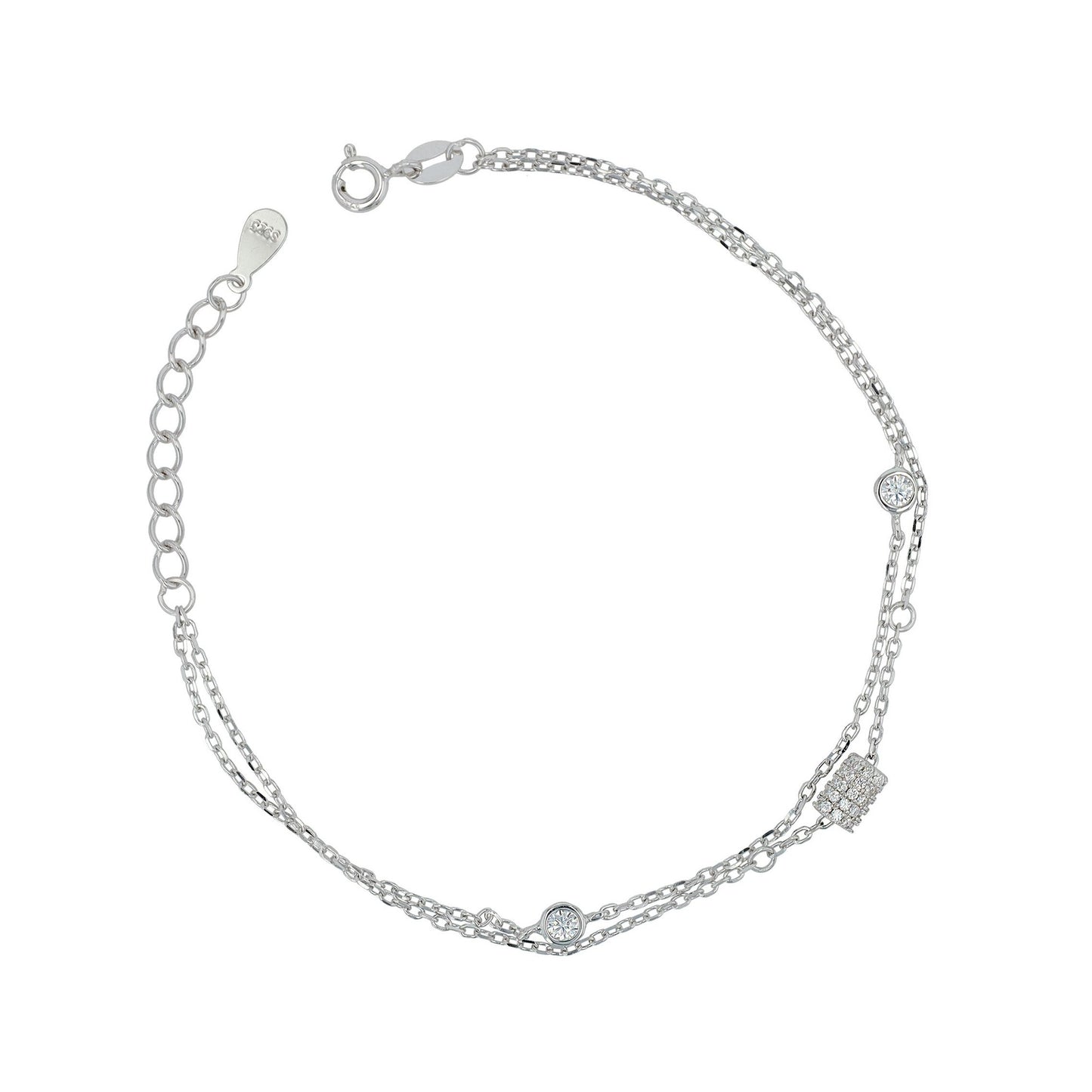 Damen Armband aus 925 Silber mit Zirkonia 17+3 cm