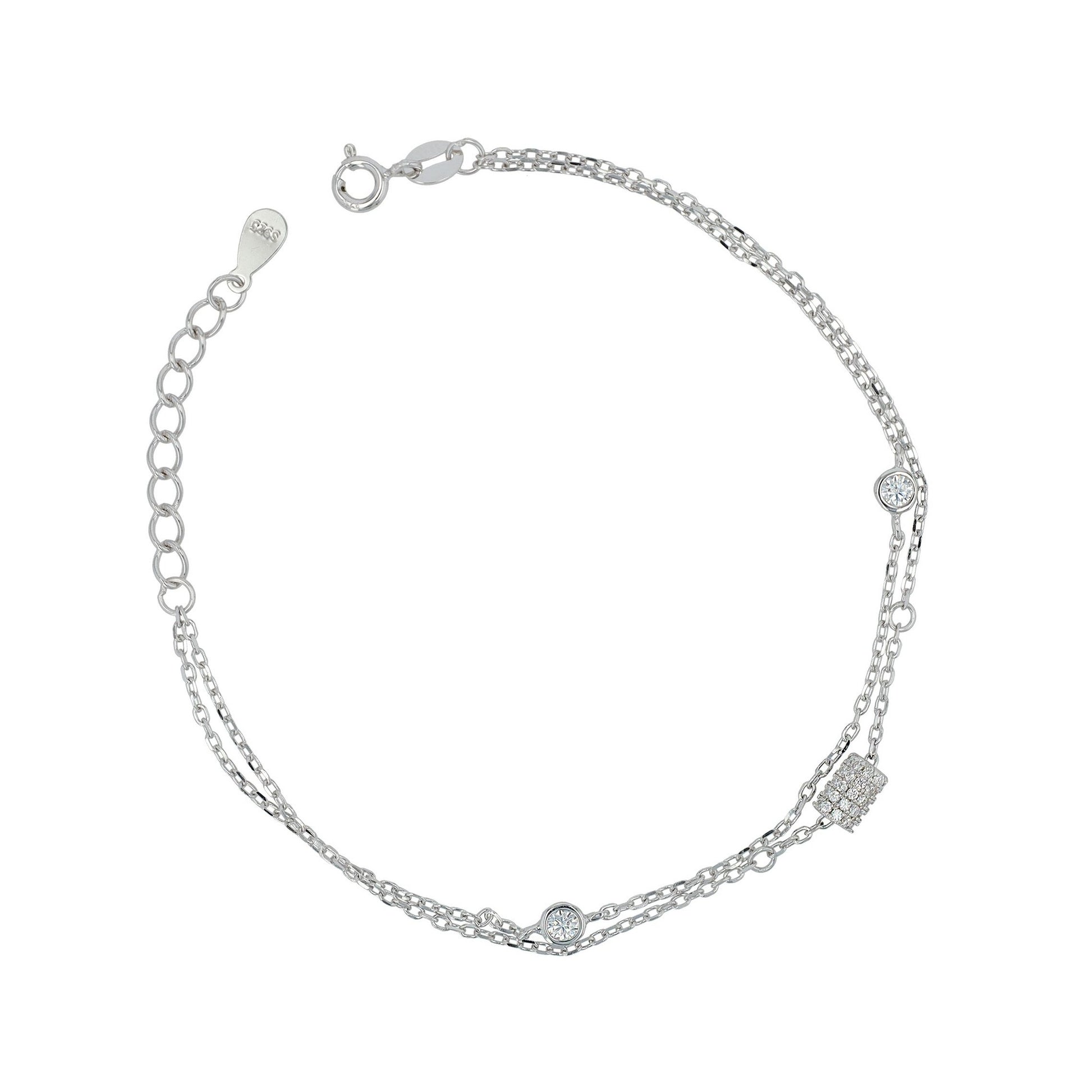 Damen Armband aus 925 Silber mit Zirkonia 17+3 cm