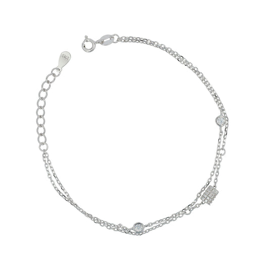Damen Armband aus 925 Silber mit Zirkonia 17+3 cm