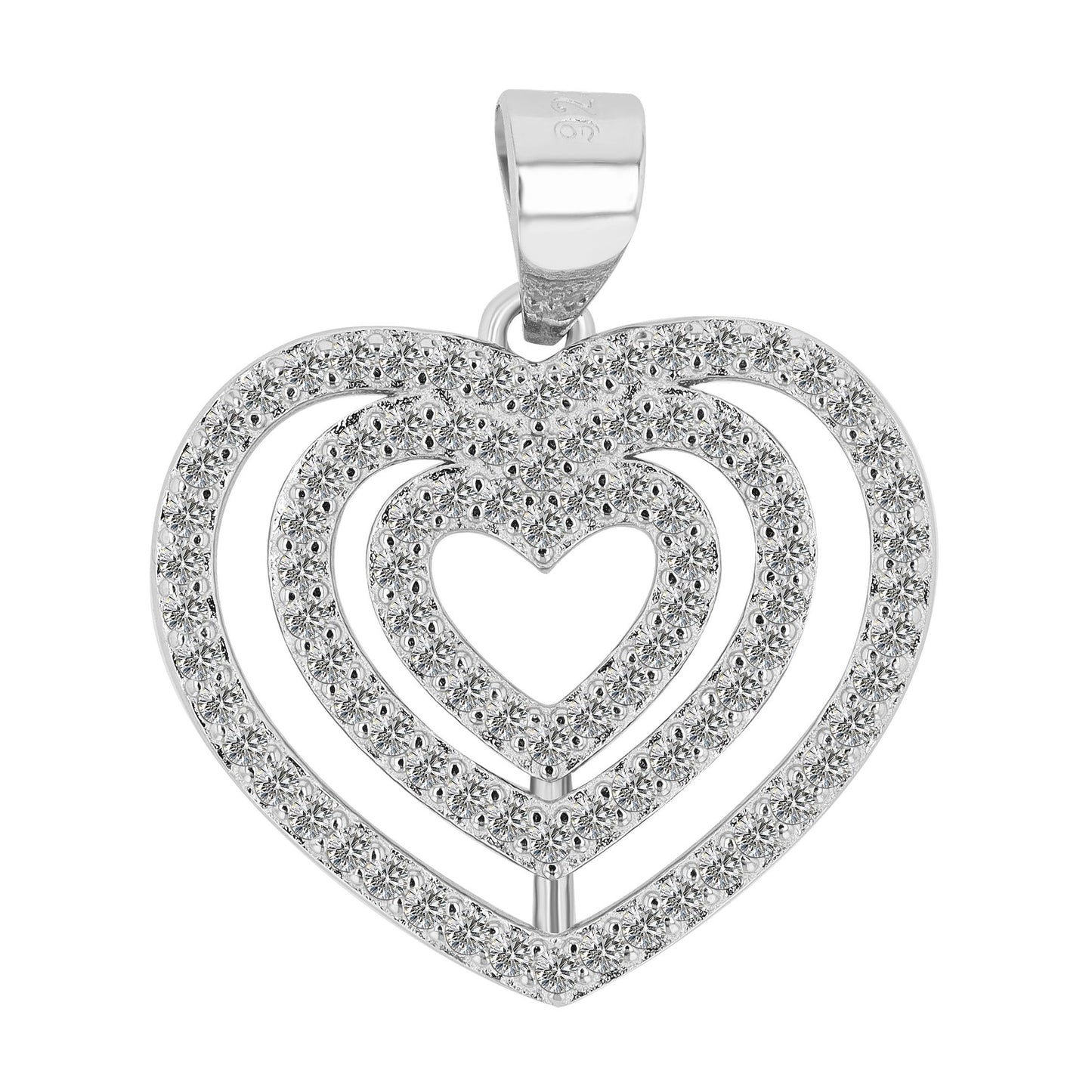 Damen Anhänger – Herz Herzanhänger aus 925 Silber mit Zirkonia