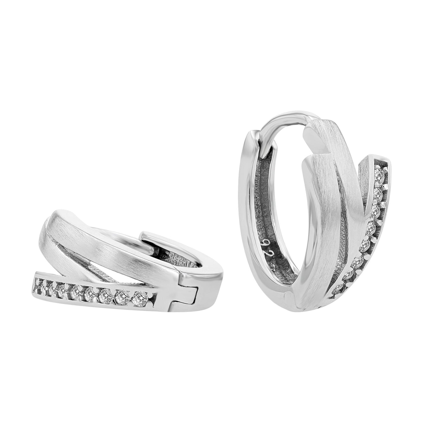 Damen Ohrringe – Klappcreole aus 925 Silber mit Zirkonia