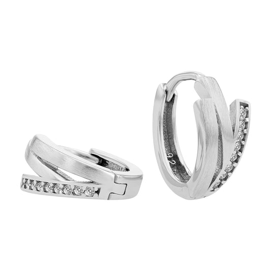 Damen Ohrringe – Klappcreole aus 925 Silber mit Zirkonia