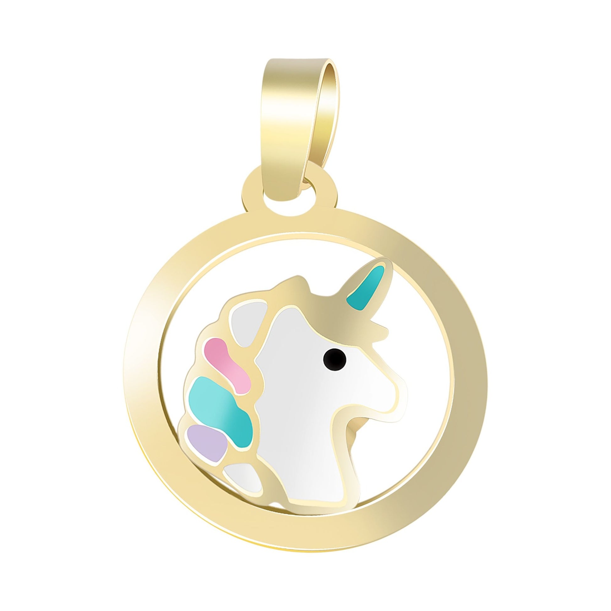 Mädchen Anhänger – Einhorn Anhänger aus 333 Gold mit Emaille