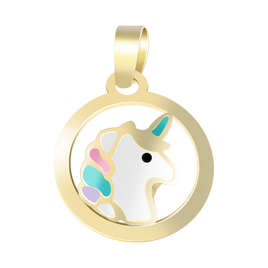 Mädchen Anhänger – Einhorn Anhänger aus 333 Gold mit Emaille