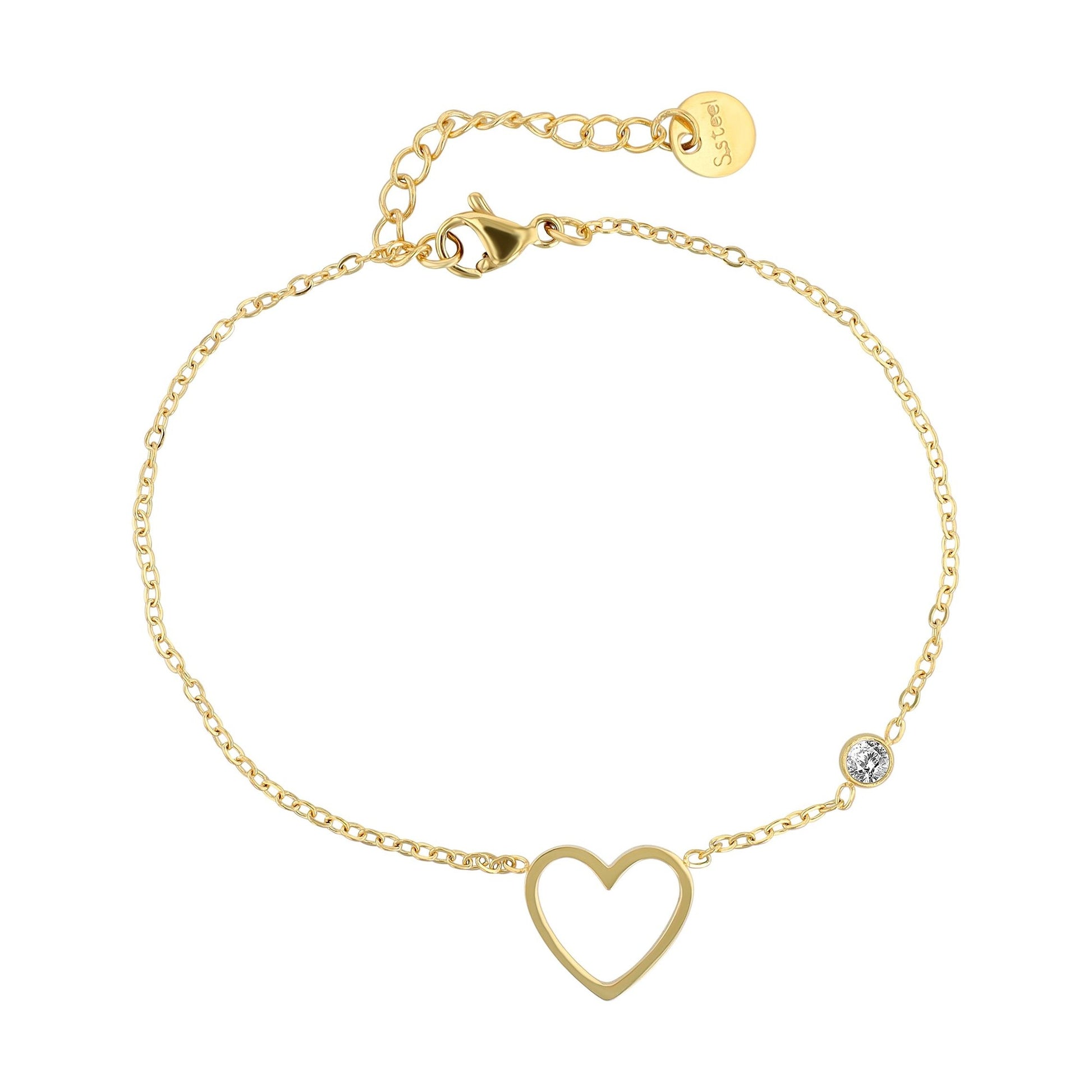 Damen Armband – Herz aus Edelstahl 17+3 cm