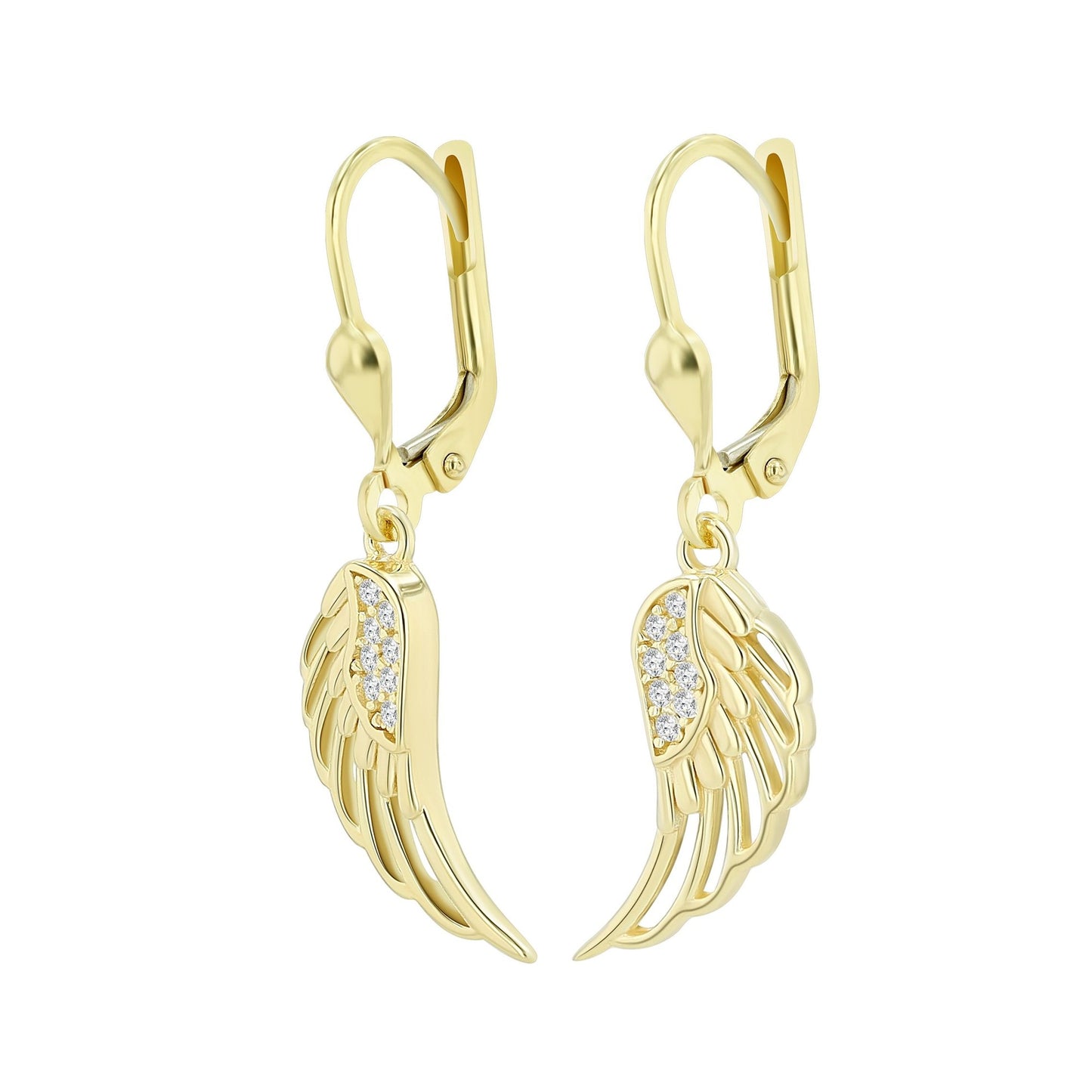 Damen Ohrringe – Ohrhänger Flügel aus 925 Silber mit Zirkonia
