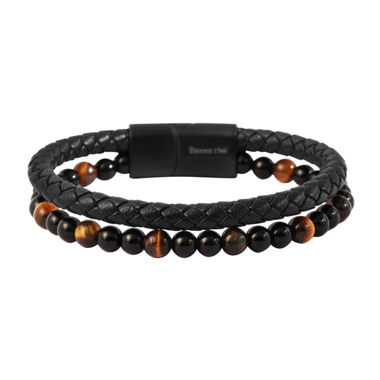 Unisex Armband – Lederarmband aus Leder mit Perle 23 cm