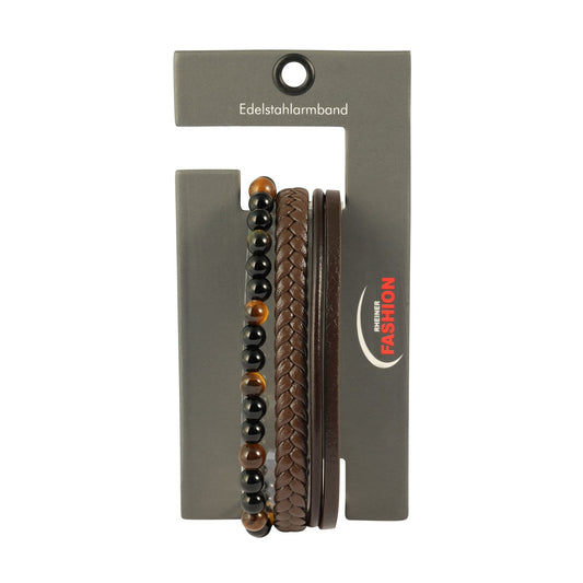 Herren Armband – Lederarmband aus Leder mit Tigerauge 17 cm