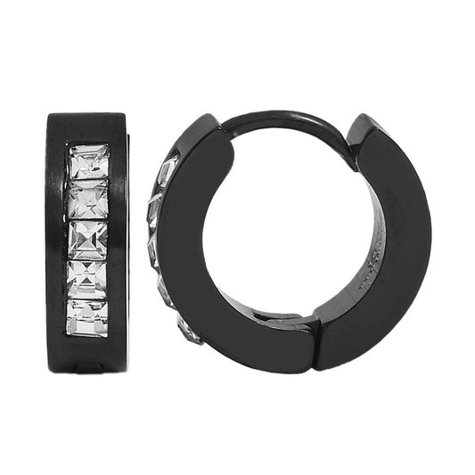 Damen Ohrringe – Creole aus Edelstahl mit Strass Steinchen