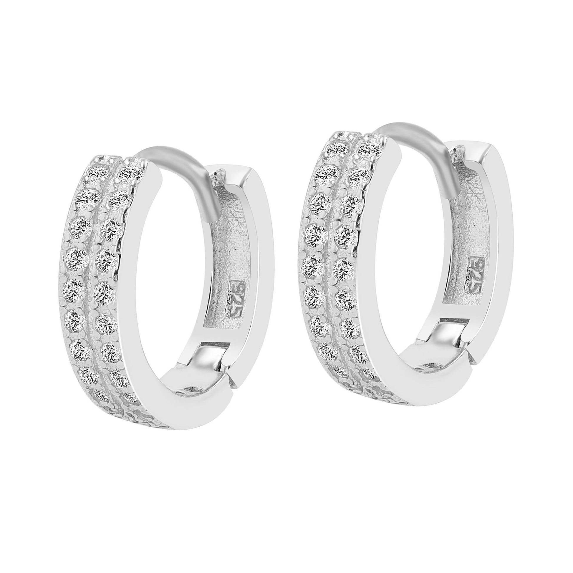 Damen Ohrringe – Klappcreole aus 925 Silber mit Zirkonia