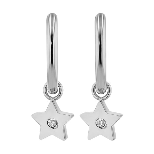 Damen Anhänger – Stern Anhänger aus Edelstahl mit Strass Steinchen