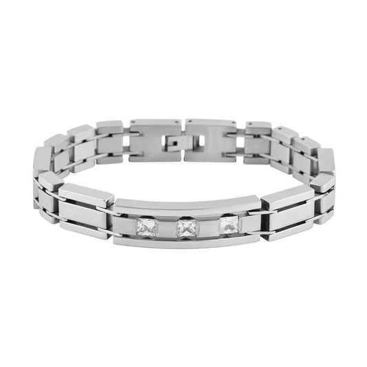 Damen Armband – Gliederarmband aus Edelstahl mit Zirkonia 21 cm