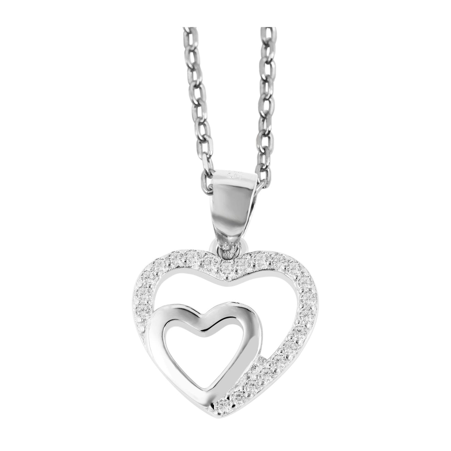 Damen Anhänger – Herz Herzanhänger aus 925 Silber mit Zirkonia