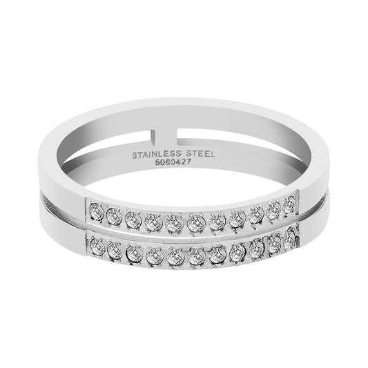 Damen Ring aus Edelstahl mit Strass Steinchen