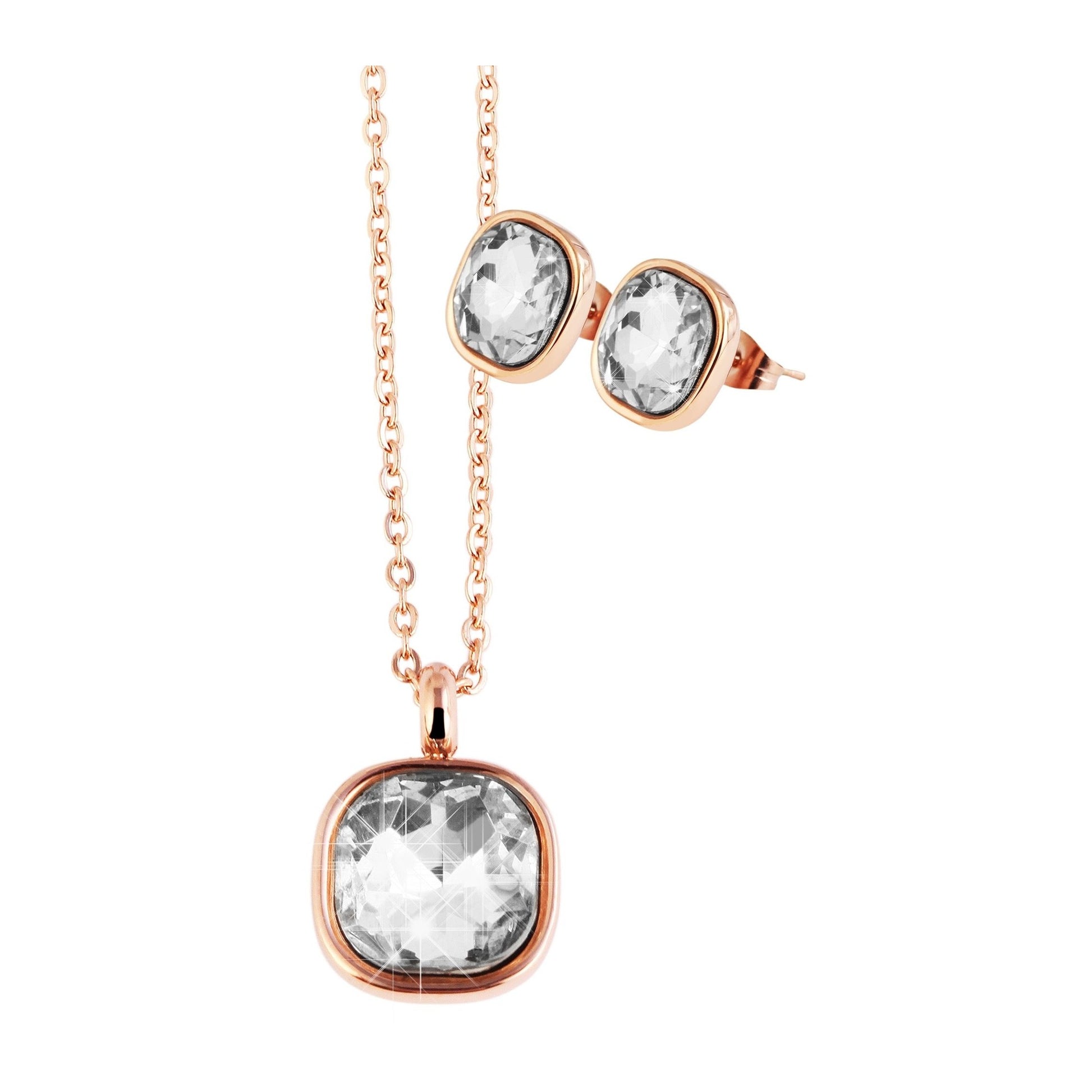 Damen Halskette – Ankerkette aus Edelstahl mit Strass Steinchen 43+5