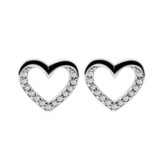 Damen Ohrringe – Ohrstecker Herz aus 925 Silber mit Zirkonia