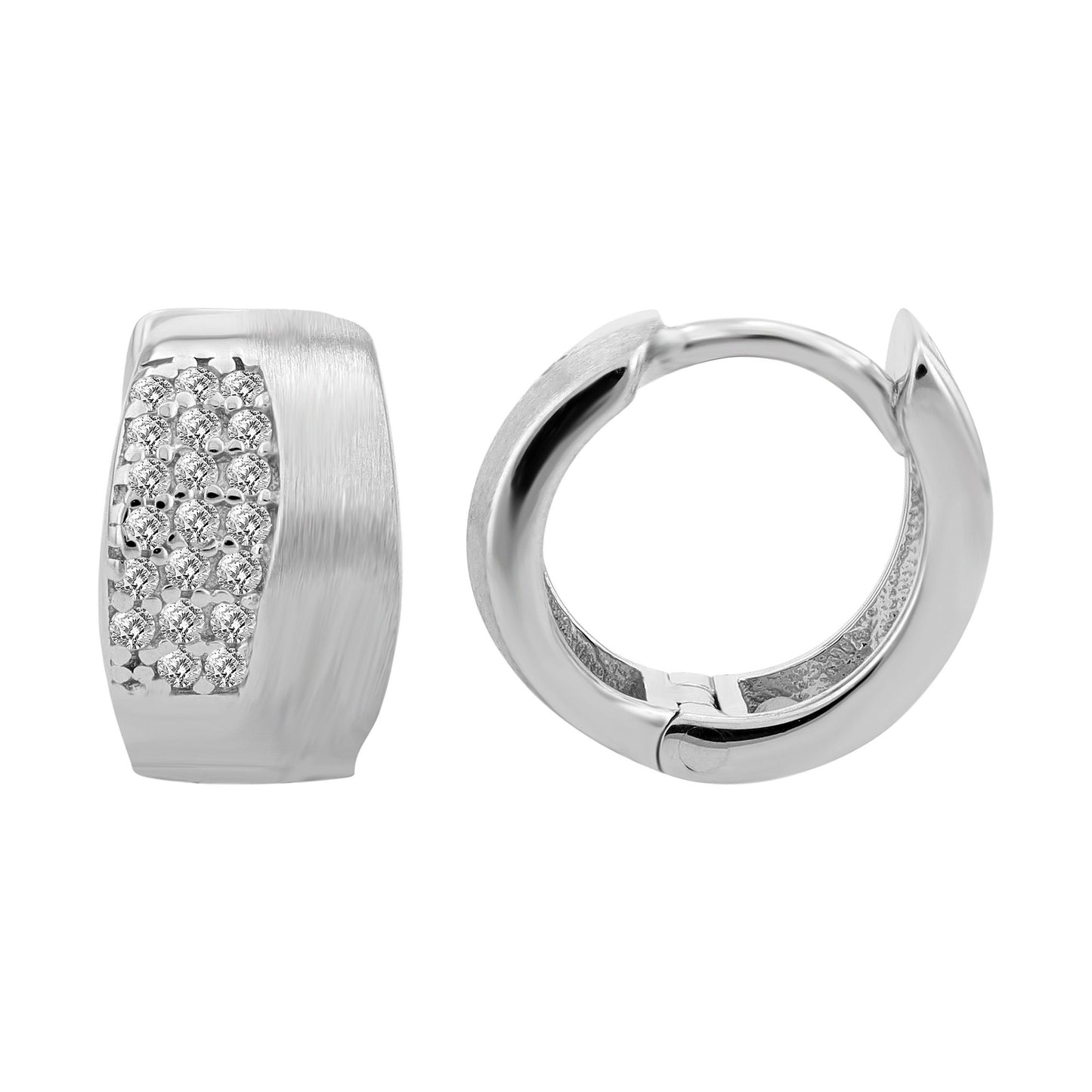 Damen Ohrringe – Klappcreole aus 925 Silber mit Zirkonia