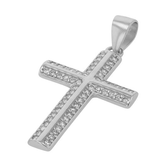 Damen Anhänger – Kreuz Kreuzanhänger aus 925 Silber mit Zirkonia