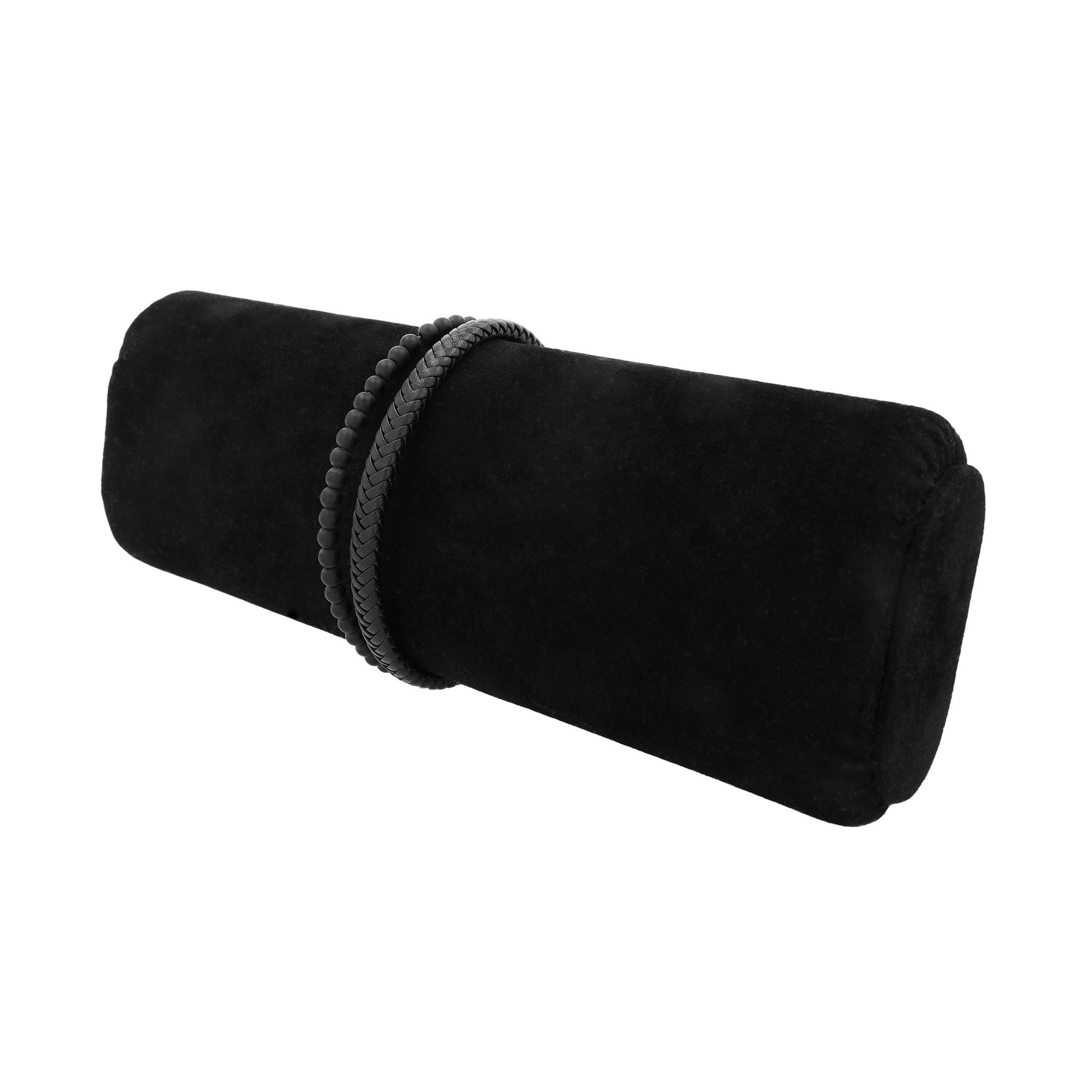 Unisex Armband – Lederarmband aus Leder mit Onyx 21,5 cm