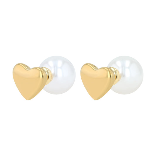 Damen Ohrringe – Ohrstecker Herz aus Edelstahl mit Perle