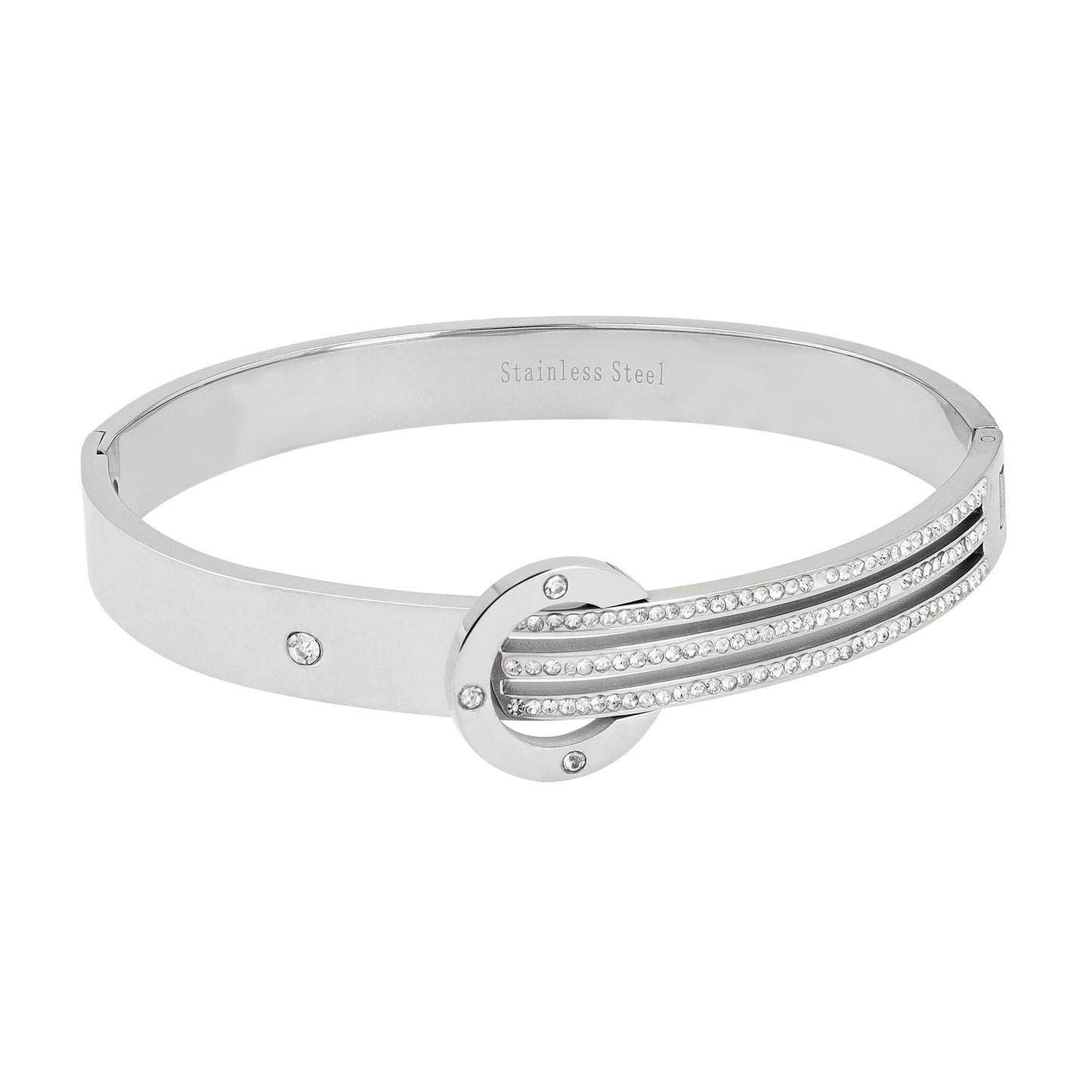 Damen Armband – Armreif aus Edelstahl mit Strass Steinchen Ø 6,0 cm cm