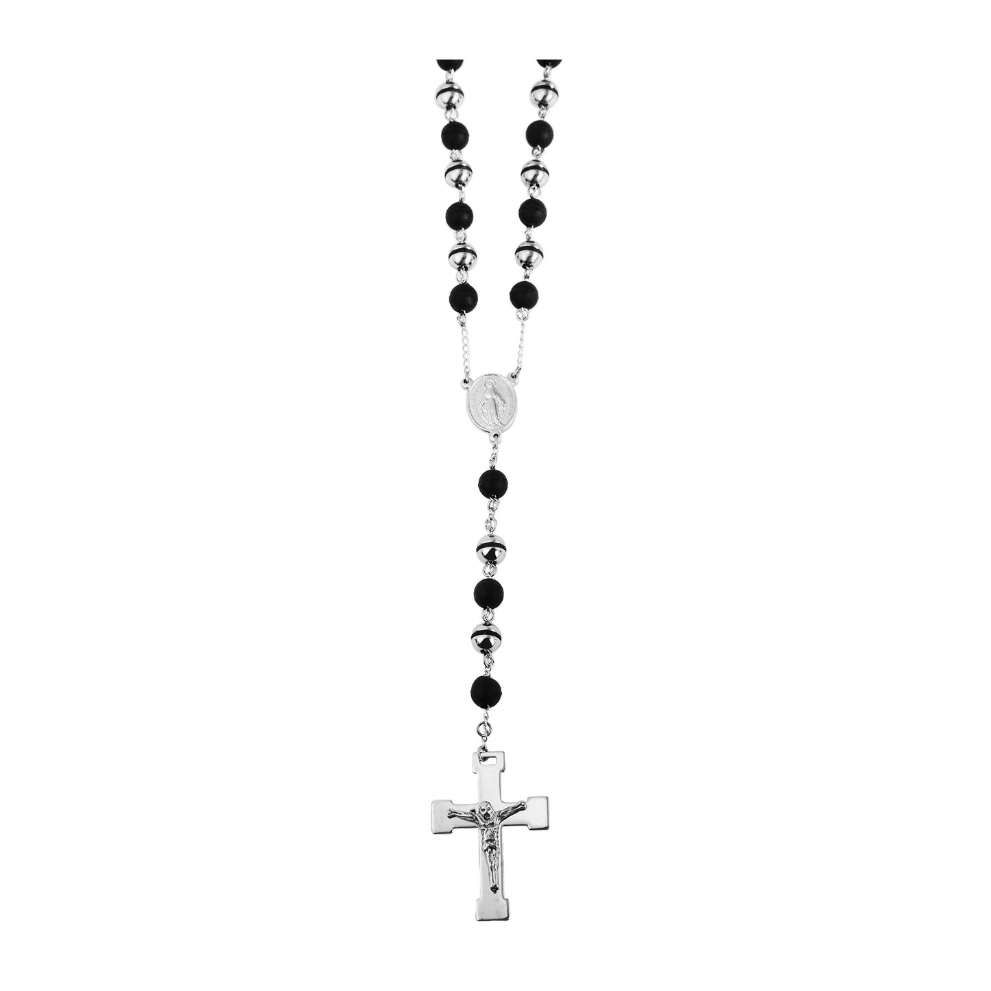 Damen Halskette – Rosenkranzkette aus Edelstahl 80 cm
