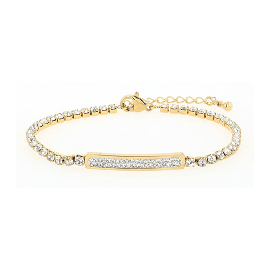 Damen Armband aus Edelstahl mit Strass Steinchen 16 cm