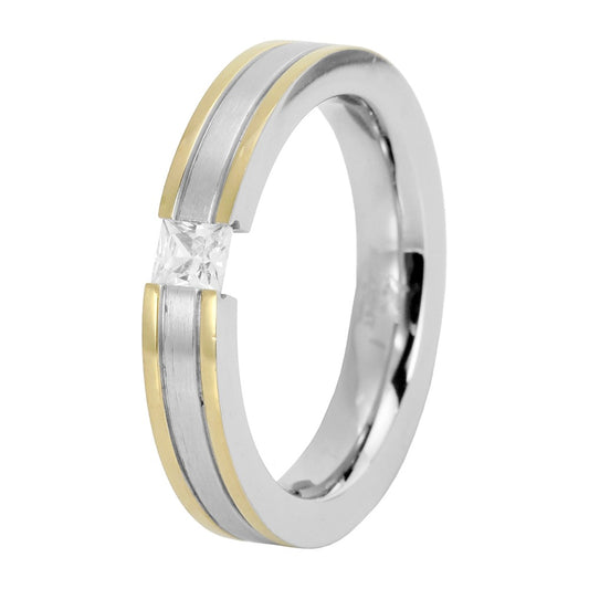 Damen Ring aus Edelstahl mit Zirkonia