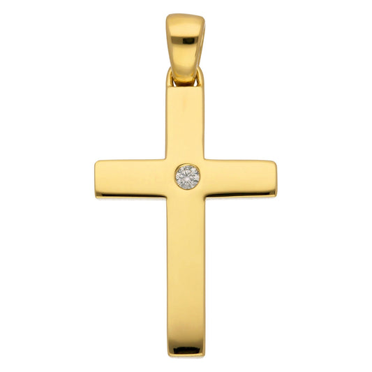 Adelia´s 585 Gold Kreuz Anhänger mit Diamant   Brillant