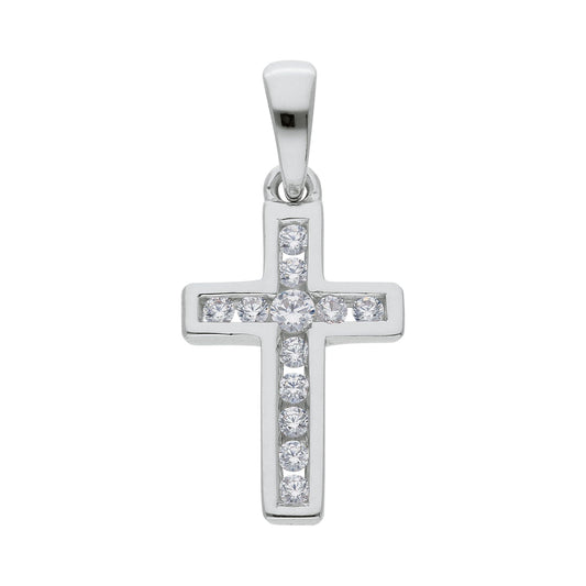 Adelia´s 925 Silber Kreuz Anhänger mit Zirkonia