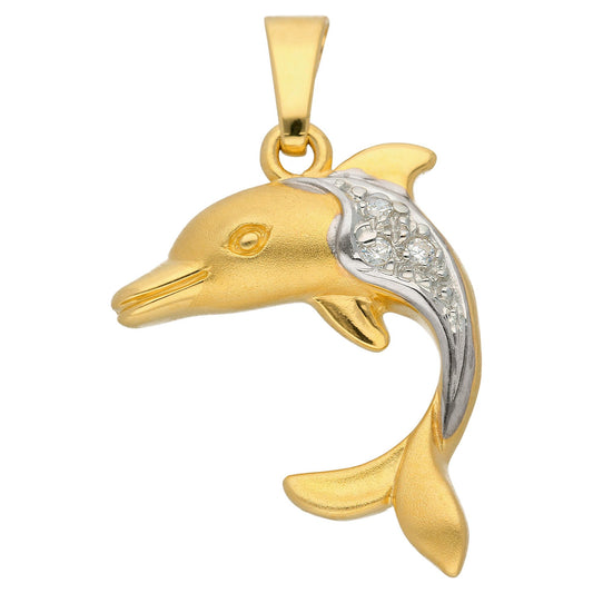 Adelia´s 333 Gold Anhänger Delphin mit Zirkonia