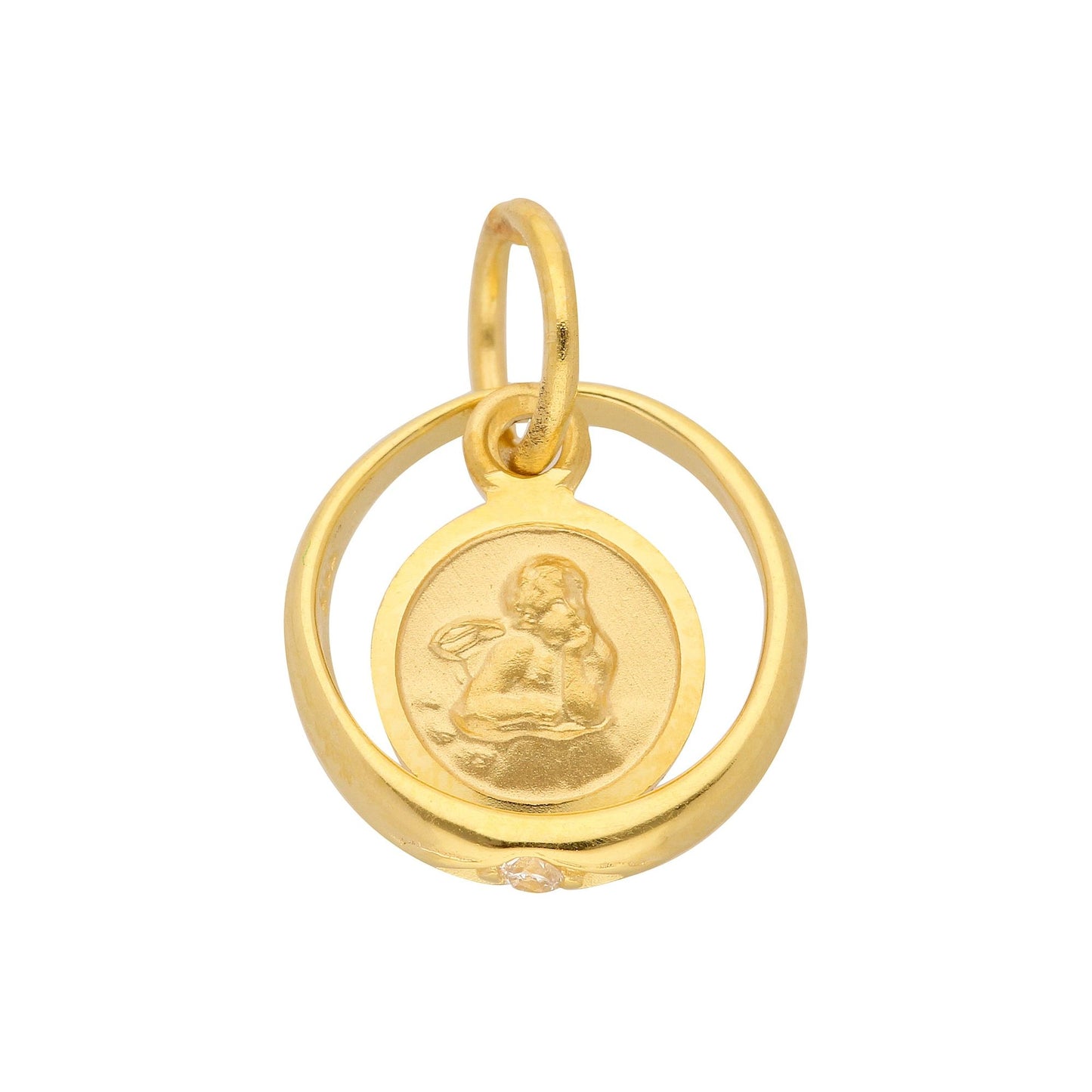 Adelia´s 585 Gold Anhänger Taufring mit Zirkonia Ø 10,1 mm