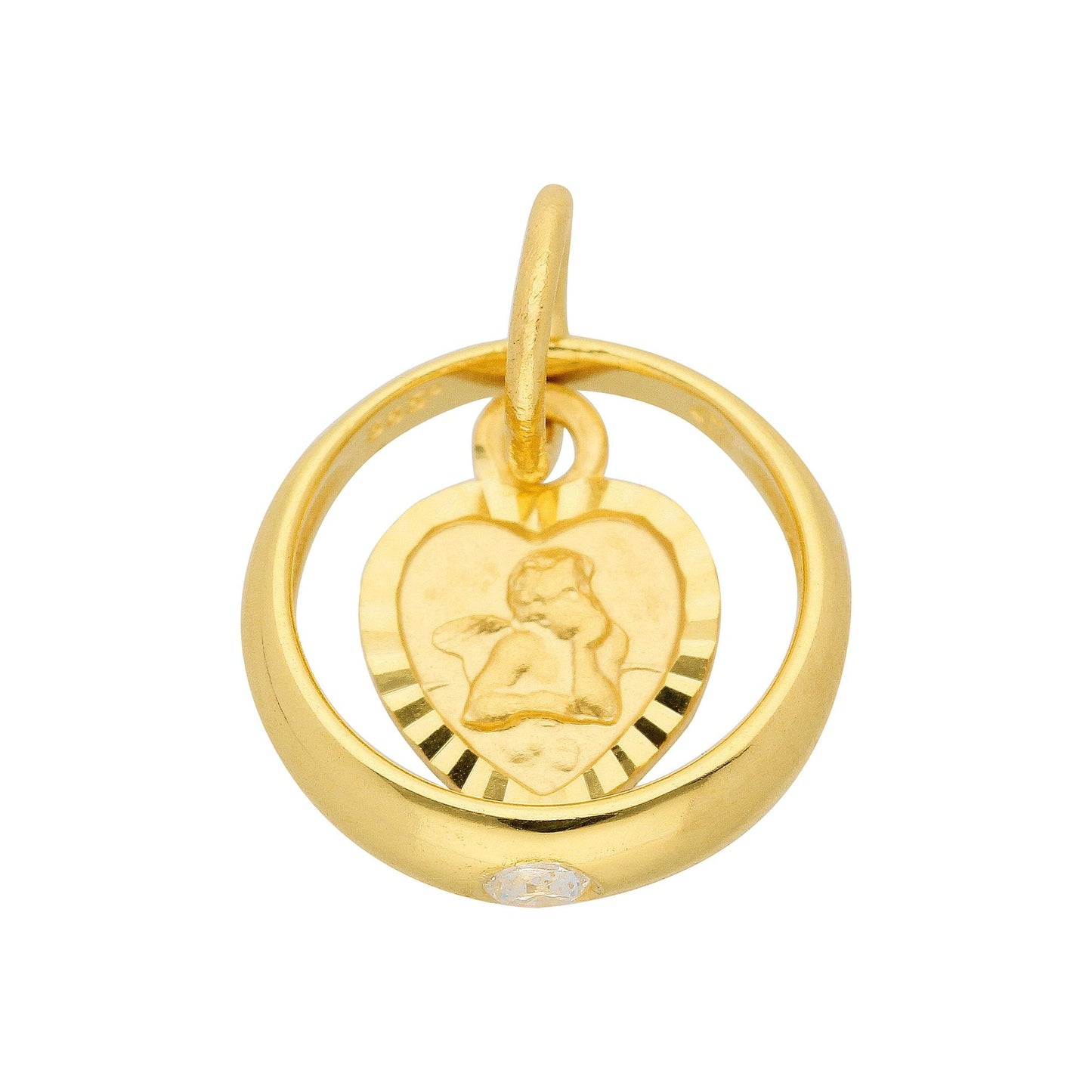 Adelia´s 585 Gold Anhänger Taufring mit Zirkonia Ø 10,4 mm