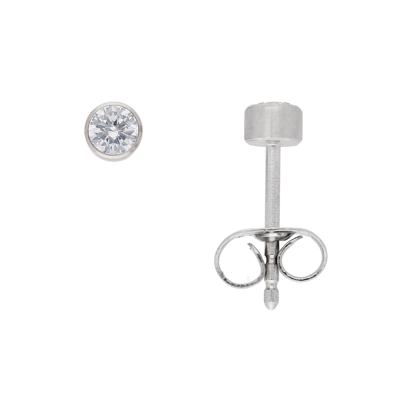 Adelia´s Edelstahl Ohrringe   Ohrstecker mit Zirkonia Ø 3,5 mm