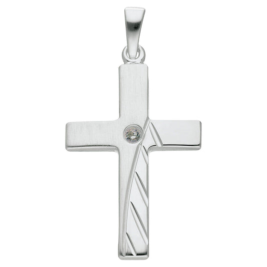 Adelia´s 925 Silber Kreuz Anhänger mit Zirkonia