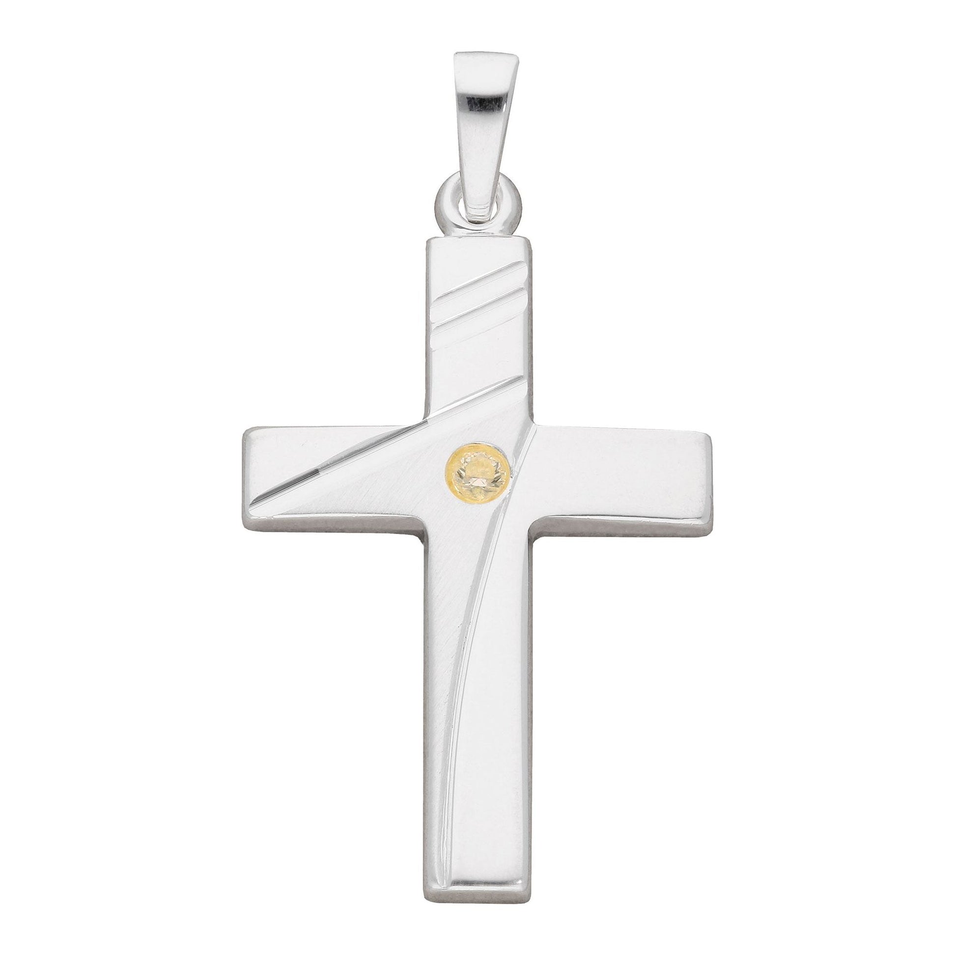 Adelia´s 925 Silber Kreuz Anhänger mit Zirkonia