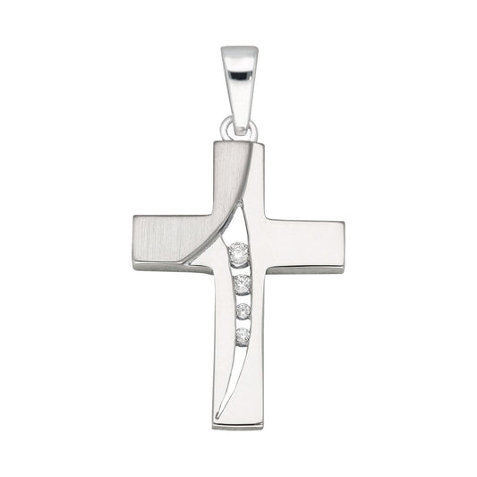 Adelia´s 925 Silber Kreuz Anhänger mit Zirkonia